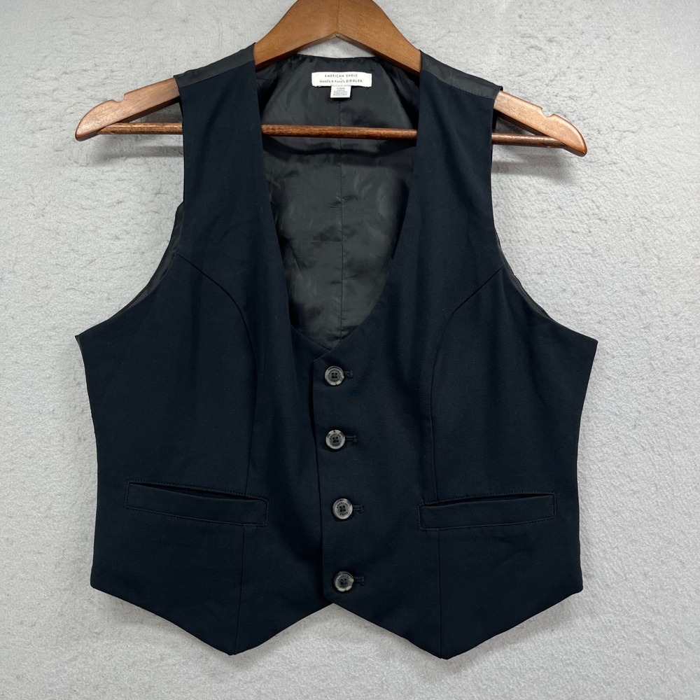 American Eagle Maddie & Kenzie Ziegler Vest Womens L Black Suit Waistcoat Goth